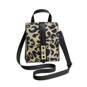 Mini Leopard Print Crossbody Bag Purse Y2K, Black